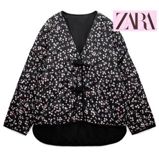 ザラ(ZARA)のZARA 小花柄 キルティング ジャケット ガウン コート カーディガン ザラ(ノーカラージャケット)