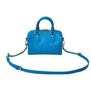 ルイヴィトン(LOUIS VUITTON)の極美品 LOUIS VUITTON ルイヴィトン ショルダーバッグ スピーディ バンドリエール20 ナノグラム M22596 ブルー ゴールド 中古 59108(ハンドバッグ)