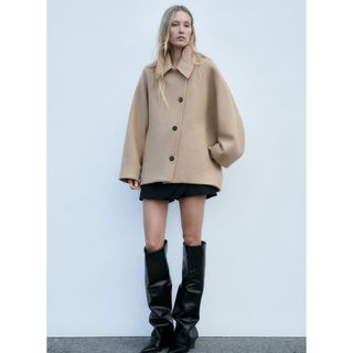 ザラ(ZARA)の新品 ZARA  ザラ　ZW COLLECTION オーバーサイズショートコート(ピーコート)