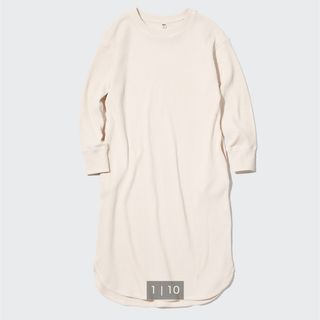 ユニクロ(UNIQLO)のUNIQLO ワッフルクルーネックワンピース(長袖)(ひざ丈ワンピース)