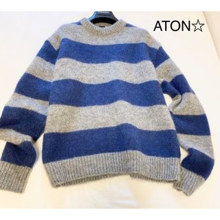 エイトン(ATON)の福耳様専用☆ATON モヘヤ混ボーダーニット　プルオーバー  M(ニット/セーター)