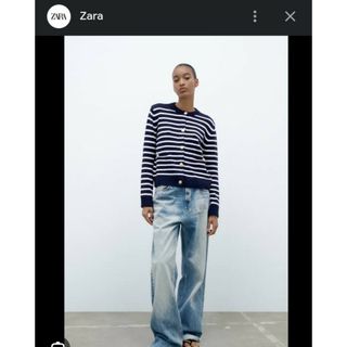 ザラ(ZARA)のZARA　ゴールドボタン　ストライプ　ボーダー　カーディガン(カーディガン)