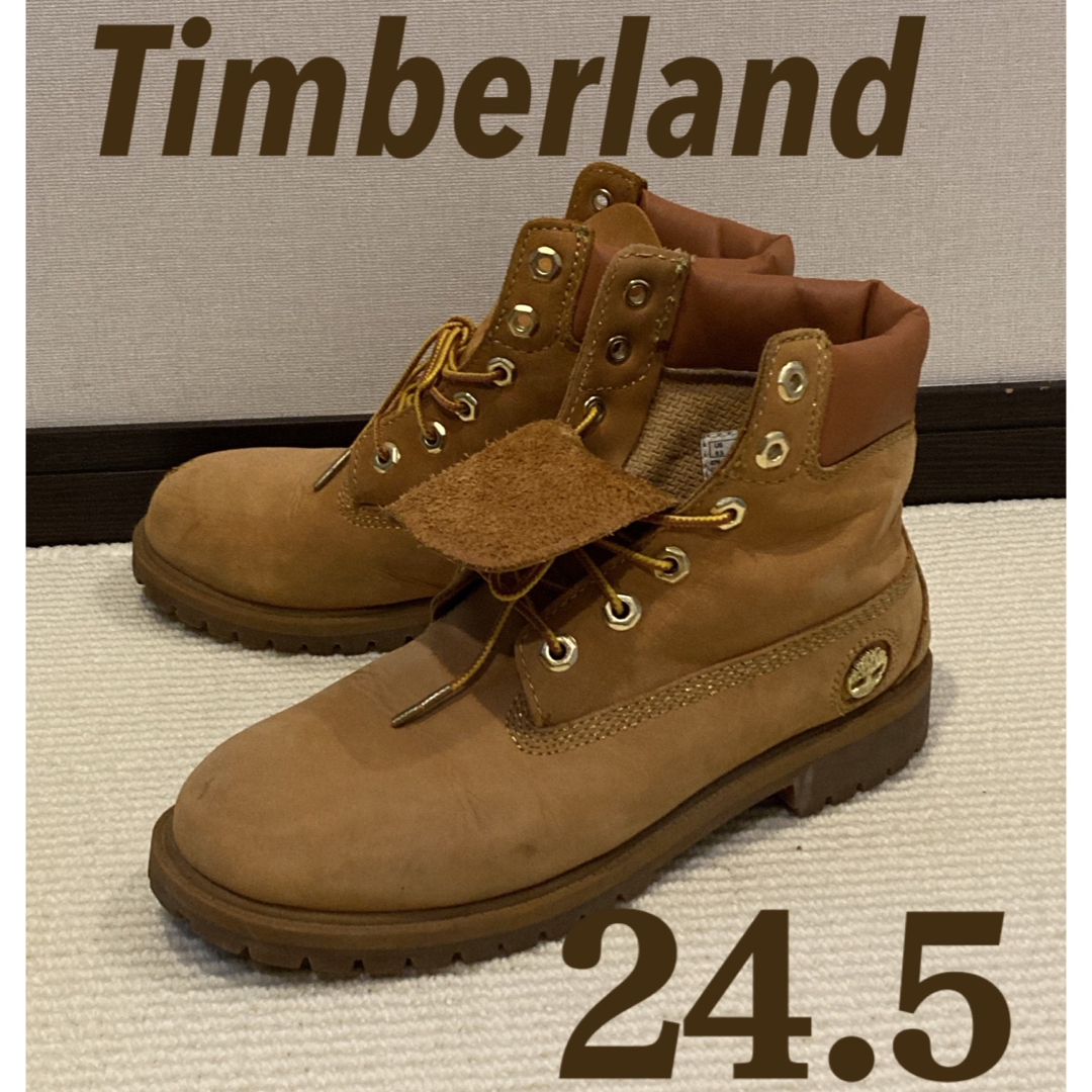 Timberland(ティンバーランド)のTimberland ブーツ 24.5 イエロー ゴールドロゴ  ステッチ レディースの靴/シューズ(ブーツ)の商品写真