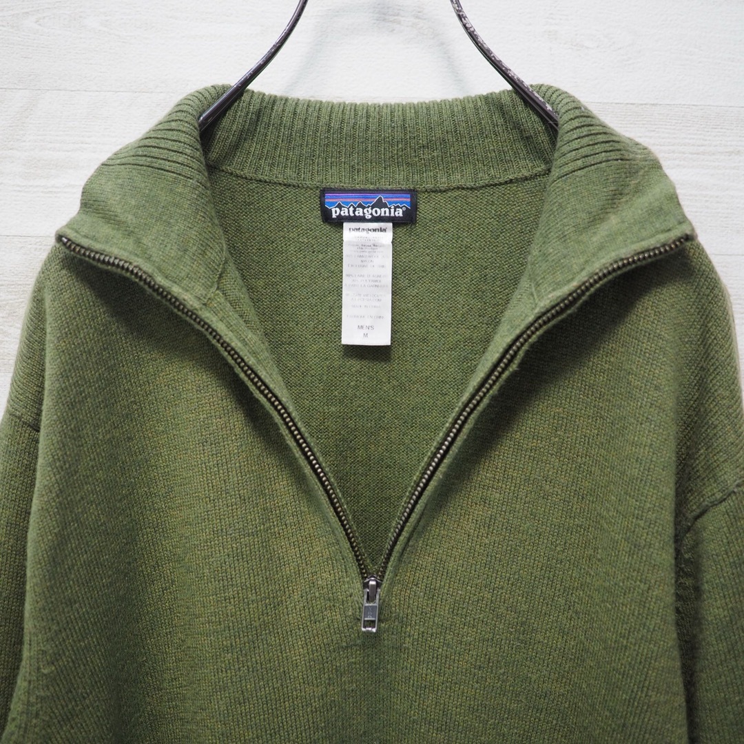 patagonia(パタゴニア)のPATAGONIA 14AW ラムズウール・1/4ジップセーター Green/M メンズのトップス(ニット/セーター)の商品写真