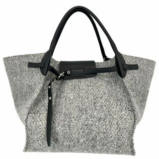 セリーヌ(celine)のCELINE セリーヌ トートバッグ ビッグバッグミディアム ハンドバッグ 大容量 かばん 鞄 ウール  レザー   グレー ブラック 黒 シルバー金具 レディース 秋 冬【中古品】(ハンドバッグ)