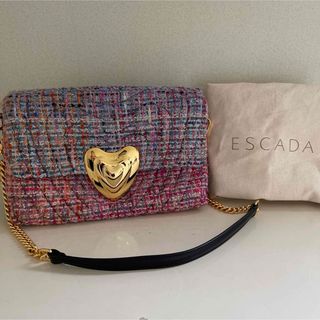 エスカーダ(ESCADA)のESCADA エスカーダ マルチカラー ツイード ハート ショルダーバッグ 美品(ショルダーバッグ)