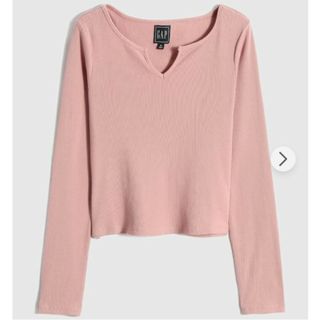 ギャップ(GAP)のGAP キーネック リブ クロップドT　S(Tシャツ(長袖/七分))