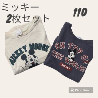 フタフタ(futafuta)のfutafuta ミッキー柄　トップス　110 ロンT 2枚セット　アメカジ(Tシャツ/カットソー)