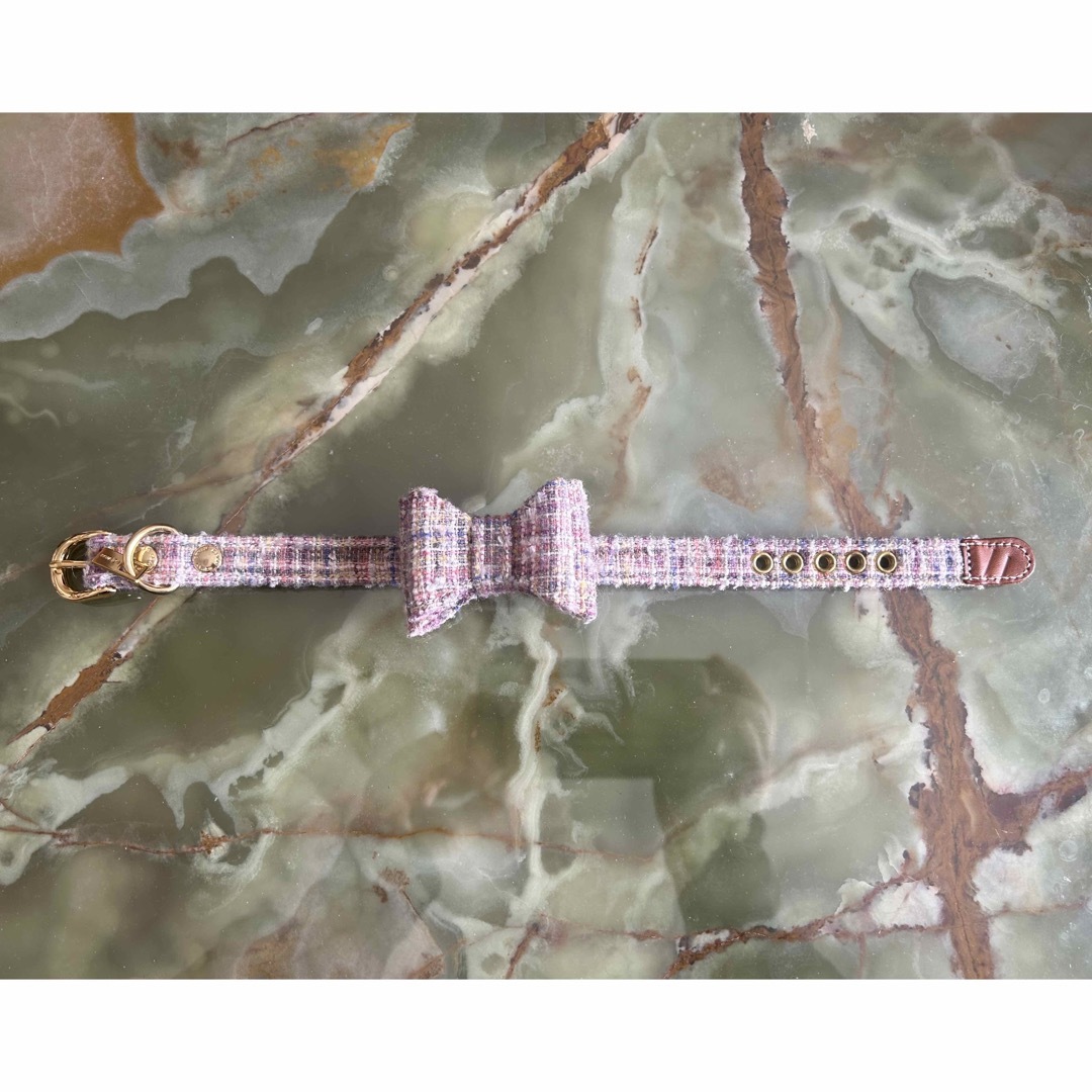 デヴァン　ツイードリボン　首輪 ハンドメイドのペット(リード/首輪)の商品写真