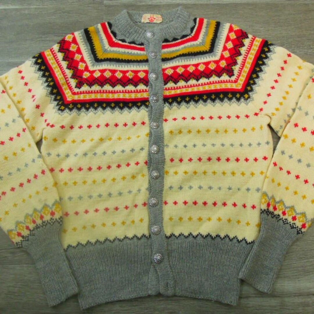 55k 60's Vintageコンチョハンドメイドウールニットノルディック
