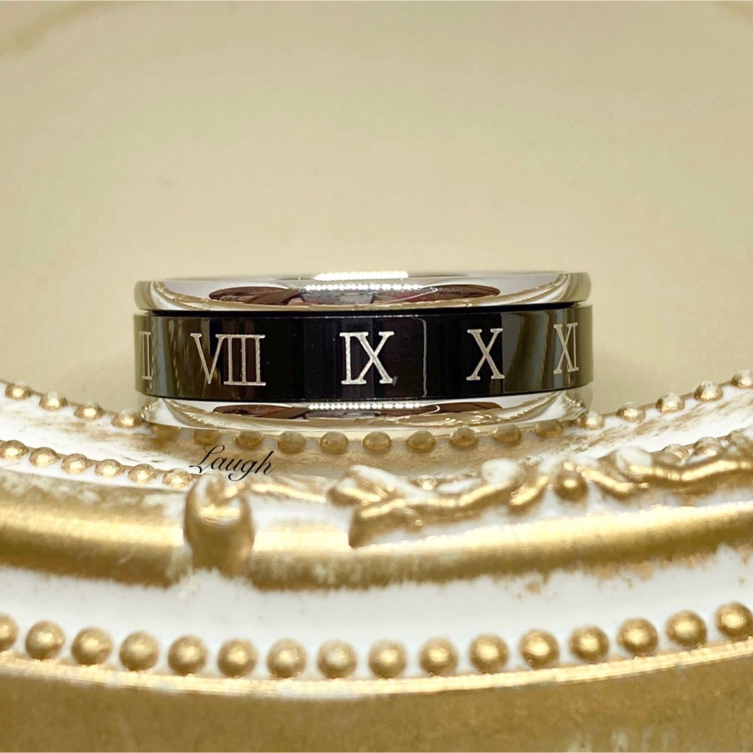 ブラック ローマ字リング ステンレスリング ステンレス指輪 ピンキーリング メンズのアクセサリー(リング(指輪))の商品写真