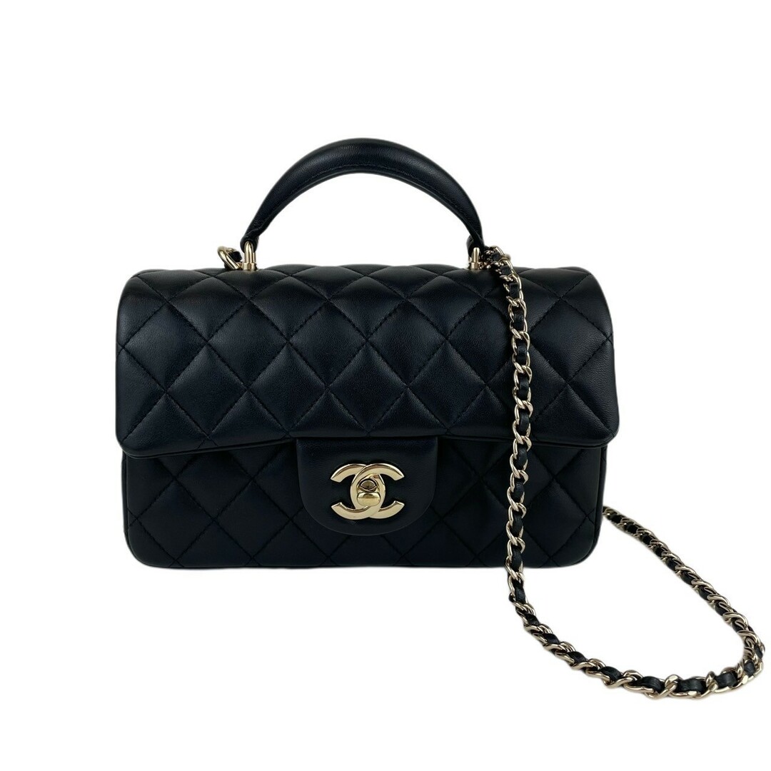 極美品 CHANEL シャネル Coco Handle ココハンドル Caviar skin キャビアスキン Black ブラック GHW ゴールド金具 ICチップ レディース ショルダーバッグ約13cmマチ