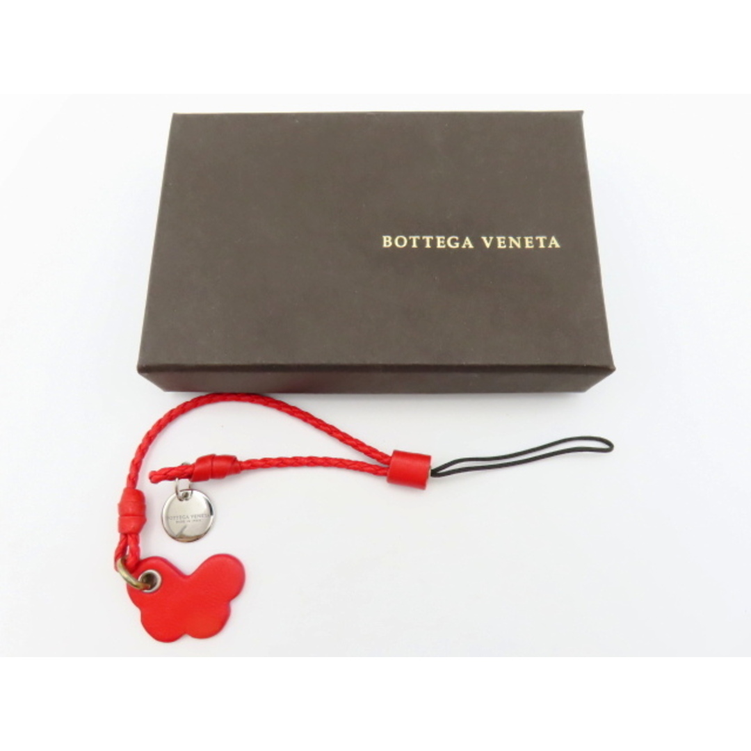 Bottega Veneta(ボッテガヴェネタ)のK01 BOTTEGA VENETA ボッテガヴェネタ バタフライモチーフ イントレチャート レザー 携帯ストラップ レッド レディースのファッション小物(その他)の商品写真