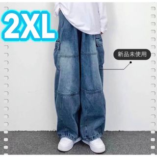 デニム　パンツ　メンズ　ジーパン　ワイドパンツ　シンプル　おしゃれ　レディース(デニム/ジーンズ)