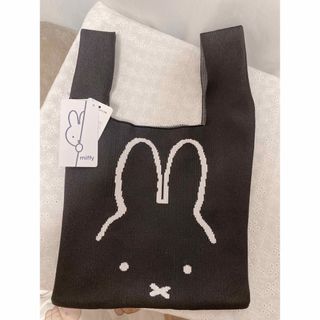 ミッフィー(miffy)の新作❗️人気❗️ミッフィーニットトート　miffy バック　ブラック(トートバッグ)