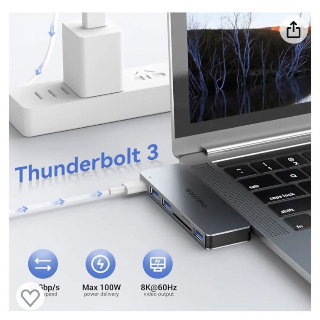 Macbook ハブ USB Type C ハブ 6-IN-2 USB-Cスマホ/家電/カメラ