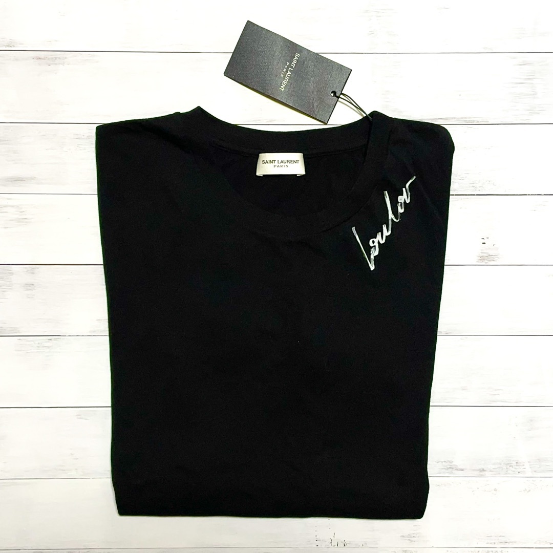 レディース【新品】Saint Laurent コットン ロゴ Tシャツ ブラック XS