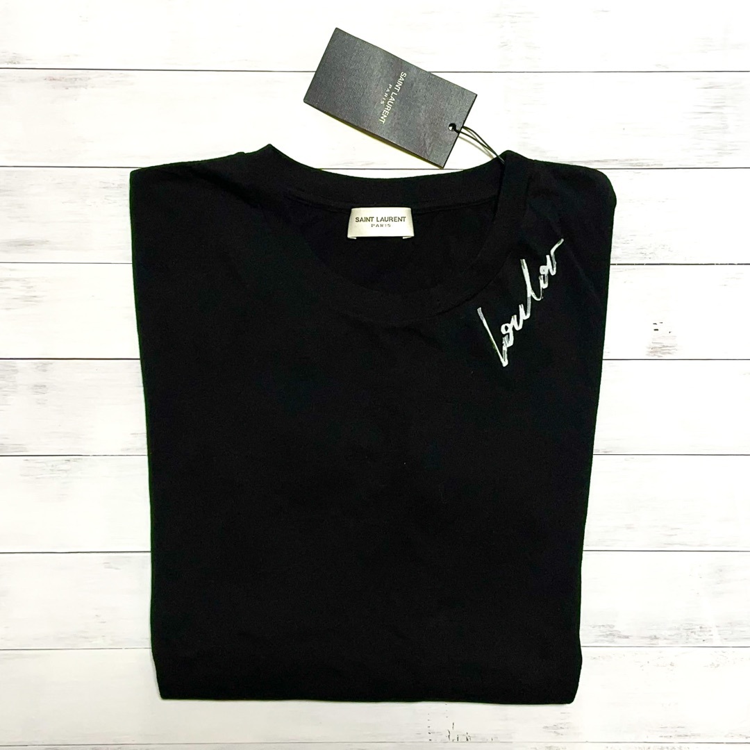 Saint Laurent(サンローラン)の【新品】Saint Laurent コットン ロゴ Tシャツ ブラック XS レディースのトップス(Tシャツ(半袖/袖なし))の商品写真