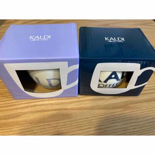 カルディ(KALDI)の【新品未使用】KALDI マグカップ　ネイビー&ラベンダー2種(グラス/カップ)