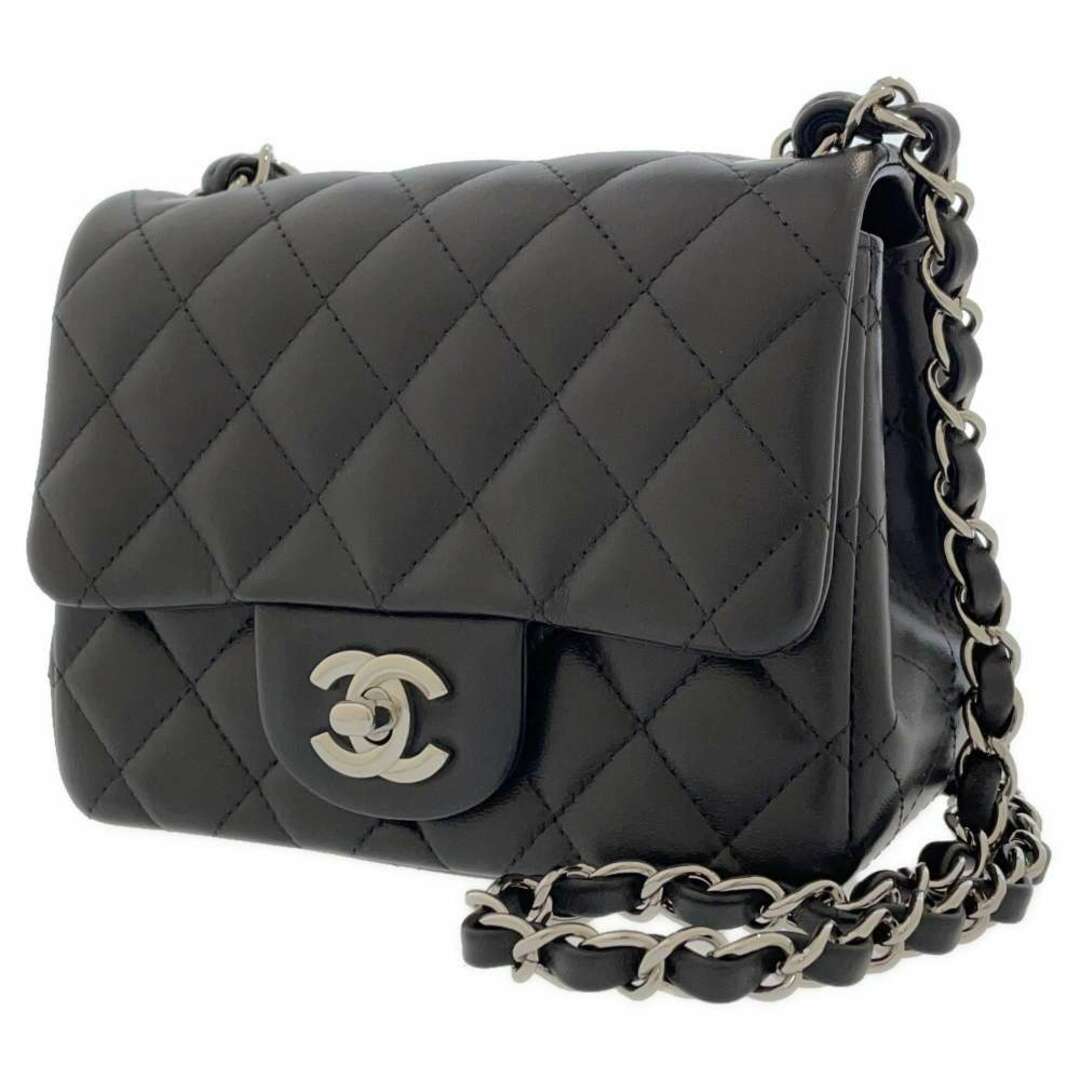 レディースシャネル チェーンショルダーバッグ マトラッセ ココマーク ラムスキン A35200 CHANEL ミニマト 黒