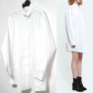 マルタンマルジェラ(Maison Martin Margiela)の36 新品 メゾンマルジェラ コットン オーバーサイズ シャツ ワンピース 白(シャツ/ブラウス(長袖/七分))