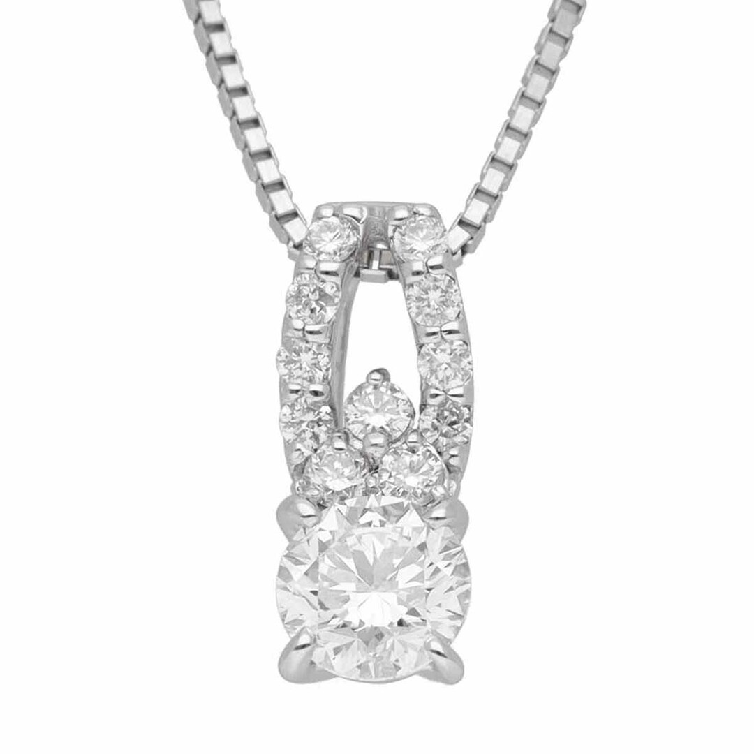 ダイヤモンド(0.322ct I-SI2-3VG) サイドダイヤモンド(0.10ct)ペンダント ネックレス 44cm Pt850 プラチナ 鑑定書【送料無料】【中古】23581012