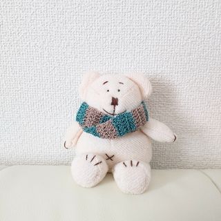 【ぬいぐるみ用】ハンドメイド ボーダーマフラー 2本セット（茶緑＆白ベージュ）(その他)