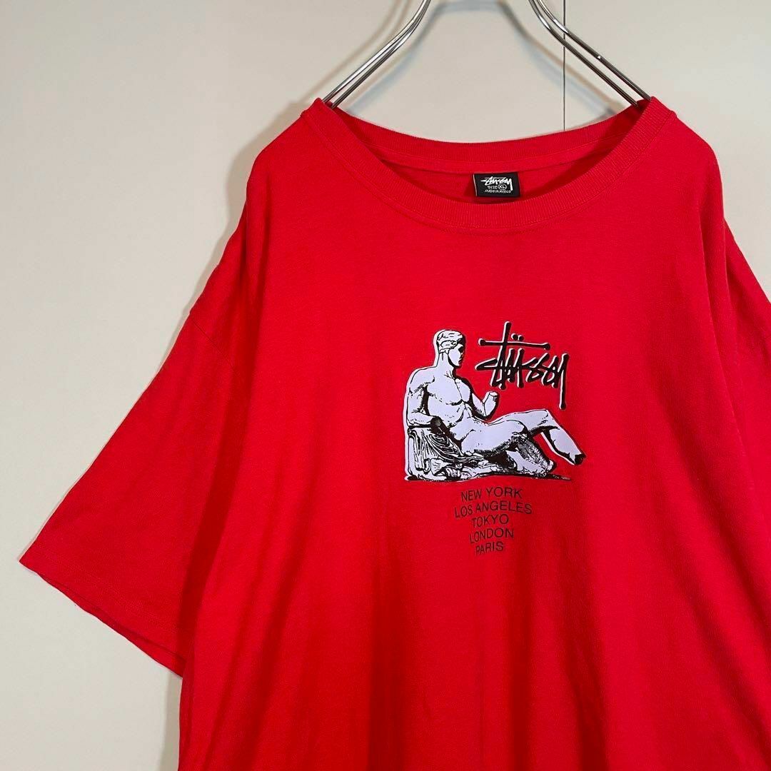 オーバーサイズ、メキシコ製】stussyプリントTシャツ古着ストリート赤XL-