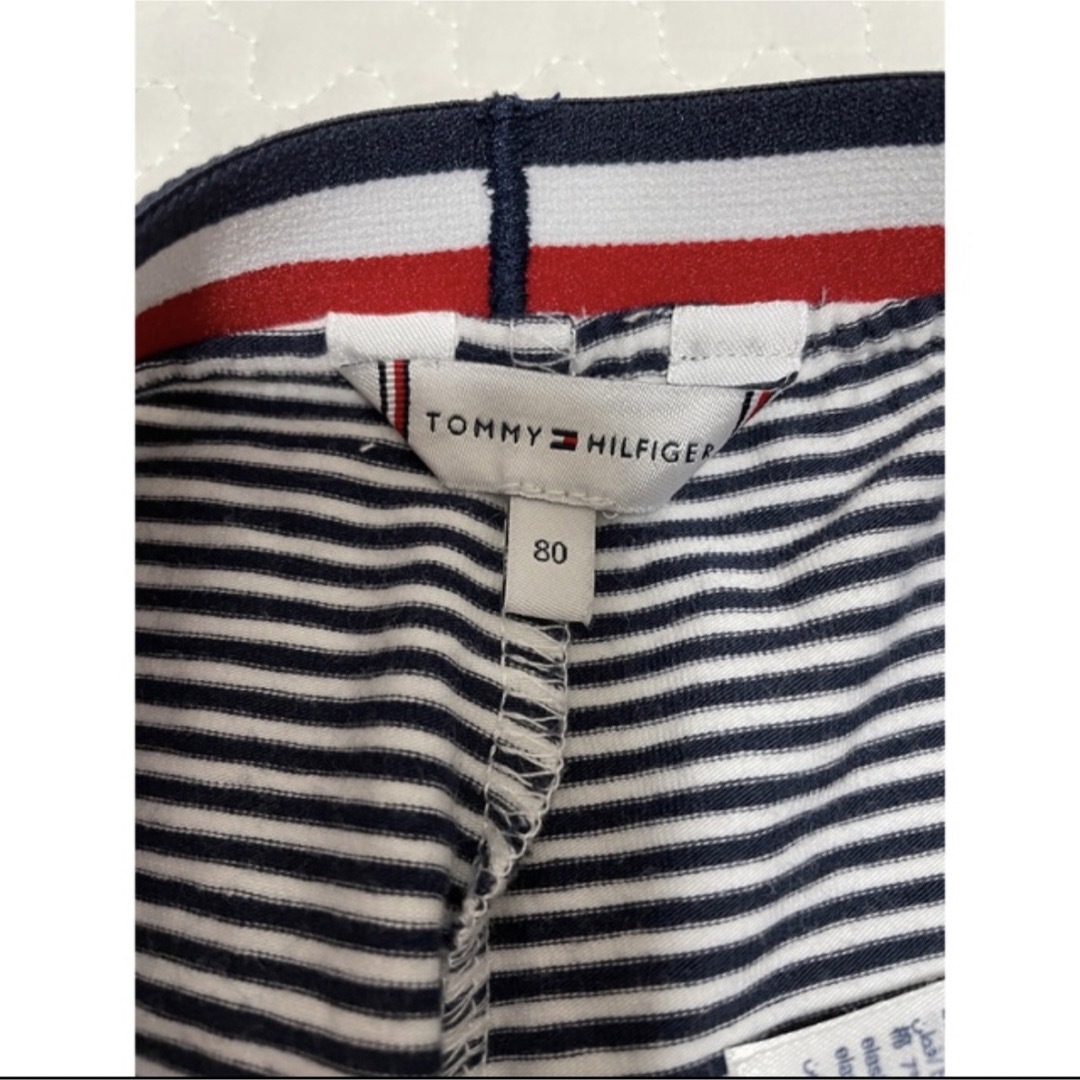 TOMMY HILFIGER(トミーヒルフィガー)の【即購入OK】【2回使用】ベビーストライプレギンス 子供パンツ ベビーパンツ キッズ/ベビー/マタニティのベビー服(~85cm)(パンツ)の商品写真