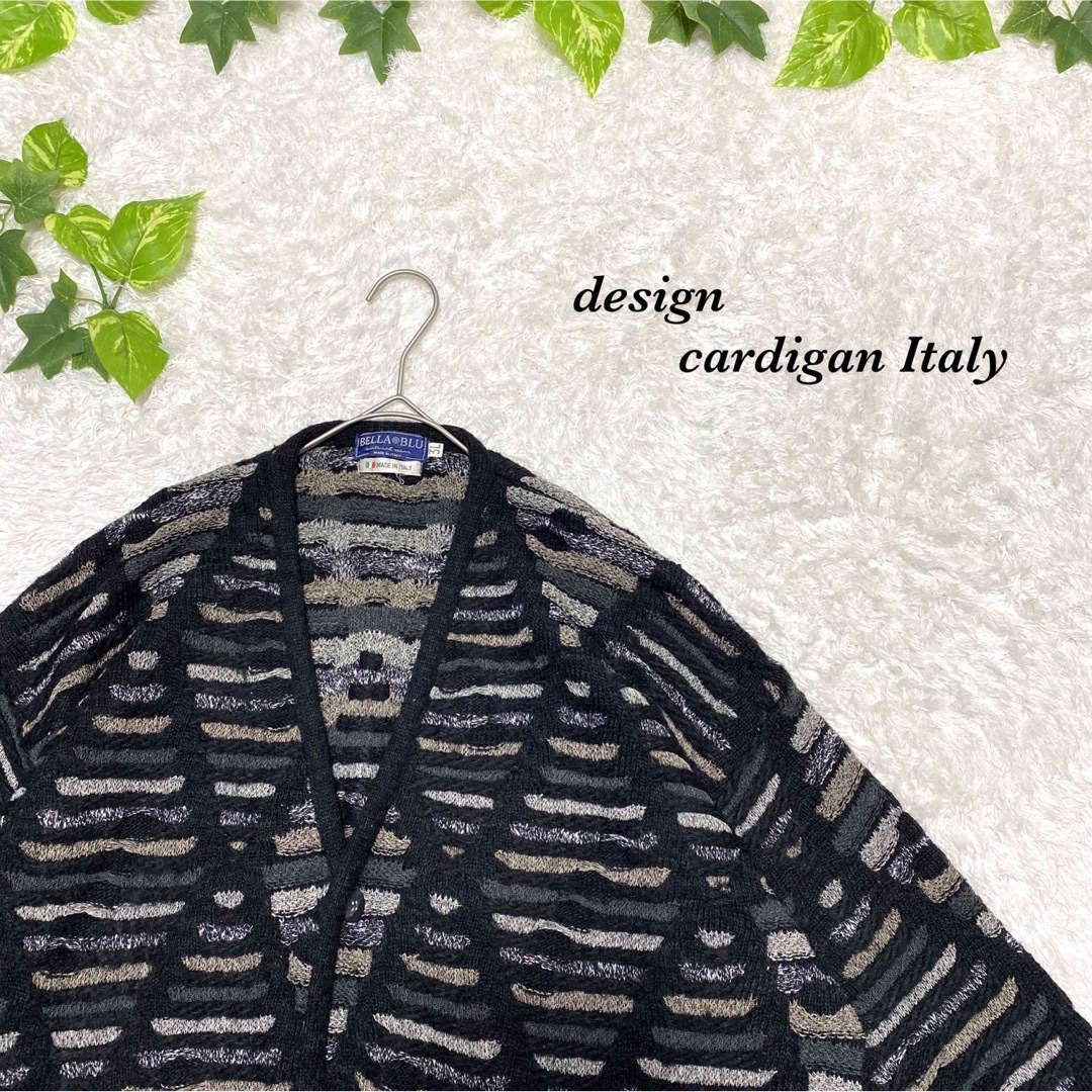 カーディガン　セーター　デザイン　レトロ　肉厚　個性的　一点物　Italy メンズのトップス(カーディガン)の商品写真