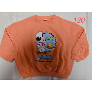 シマムラ(しまむら)のlittc リトシー　ミッキー  コック　トレーナー　120 オレンジ(Tシャツ/カットソー)