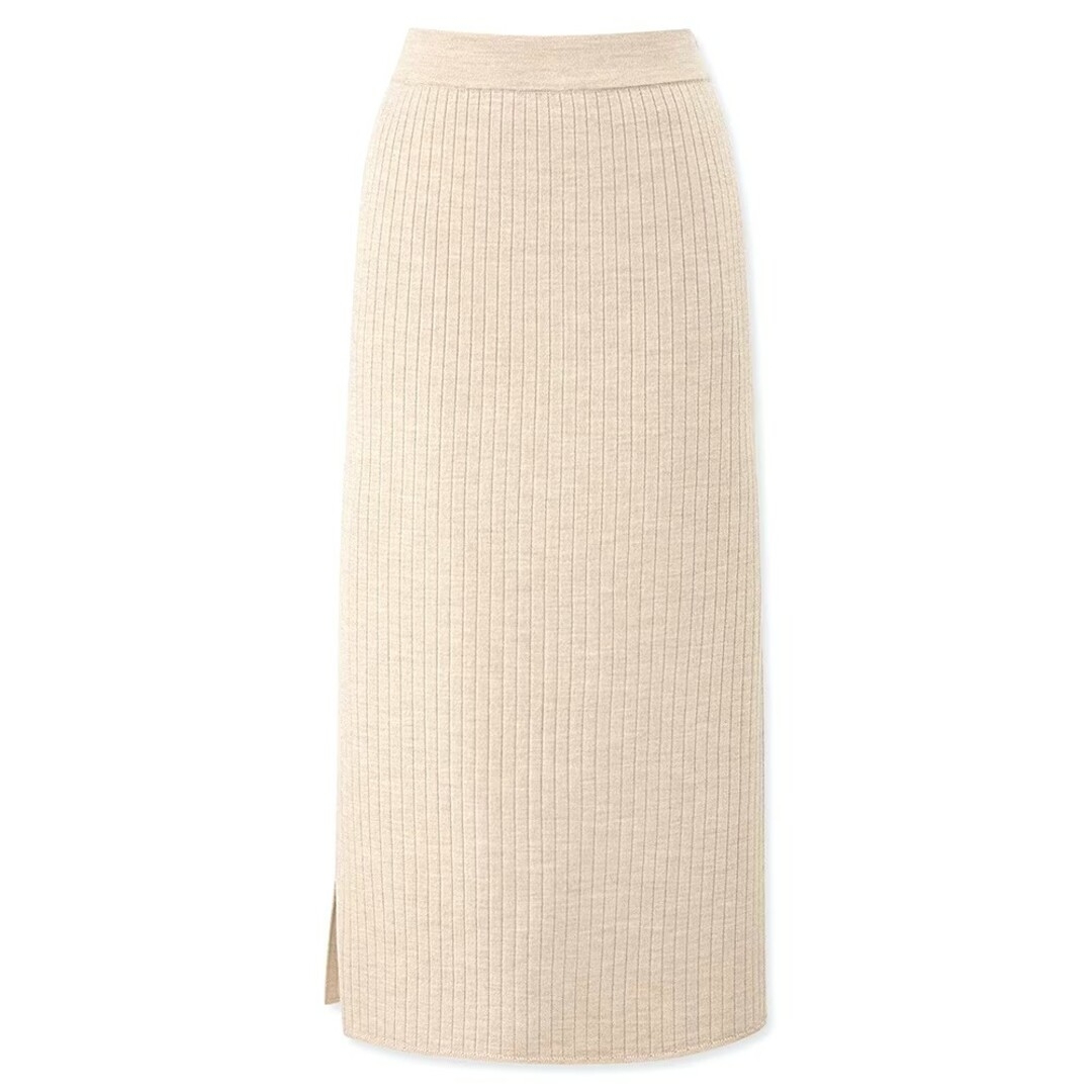 UNIQLO(ユニクロ)のUNIQLO ユニクロ メリノブレンドリブスカート　ナチュラル　Mサイズ レディースのスカート(ロングスカート)の商品写真