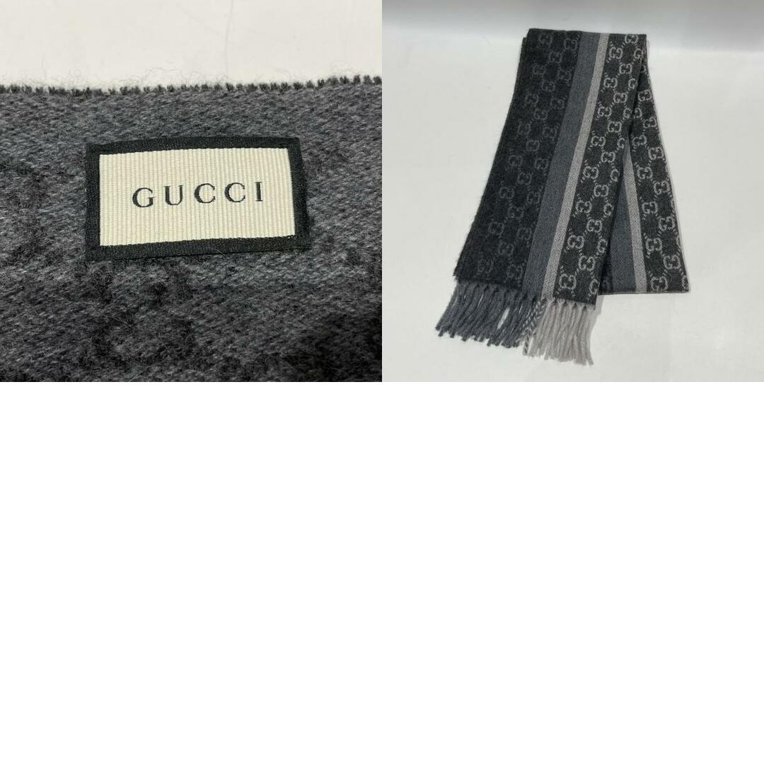 Gucci(グッチ)のGUCCI GGパターン ストライプ フリンジ マフラー カシミヤ ウール メンズのファッション小物(マフラー)の商品写真