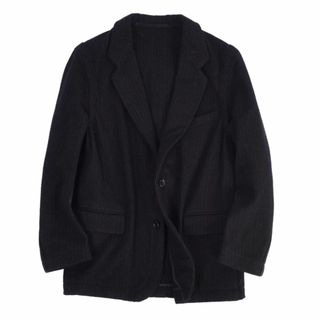 コムデギャルソンオムプリュス(COMME des GARCONS HOMME PLUS)の美品 90's コムデギャルソンオムプリュス COMME des GARCONS HOMME PLUS ジャケット テーラードジャケット シングル ストライプ柄 ウール アウター メンズ M ブラック(テーラードジャケット)