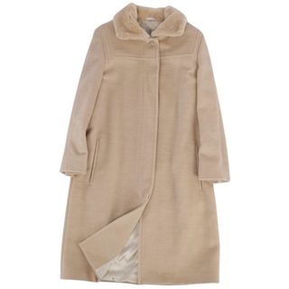 マックスマーラ(Max Mara)の美品 マックスマーラ Max Mara コート ロングコート シェアードヌートリア ファー ウール 中綿入り アウター レディース JI42 USA8 FB40(M相当) ベージュ(その他)