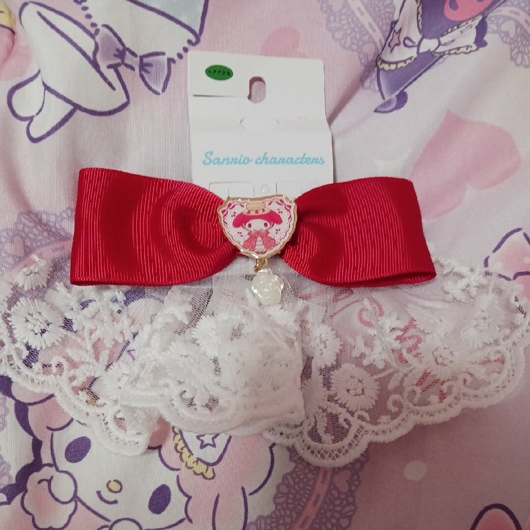 マイメロディ(マイメロディ)のマイメロディ My Melody バレッタ アカメロモモメロシリーズ レッド レディースのヘアアクセサリー(バレッタ/ヘアクリップ)の商品写真