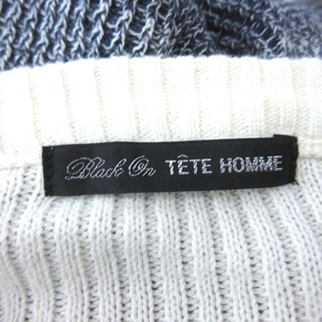 TETE HOMME(テットオム)のテットオム ニット セーター 長袖 ワッフル地 クルーネック スリット L 紺 メンズのトップス(ニット/セーター)の商品写真