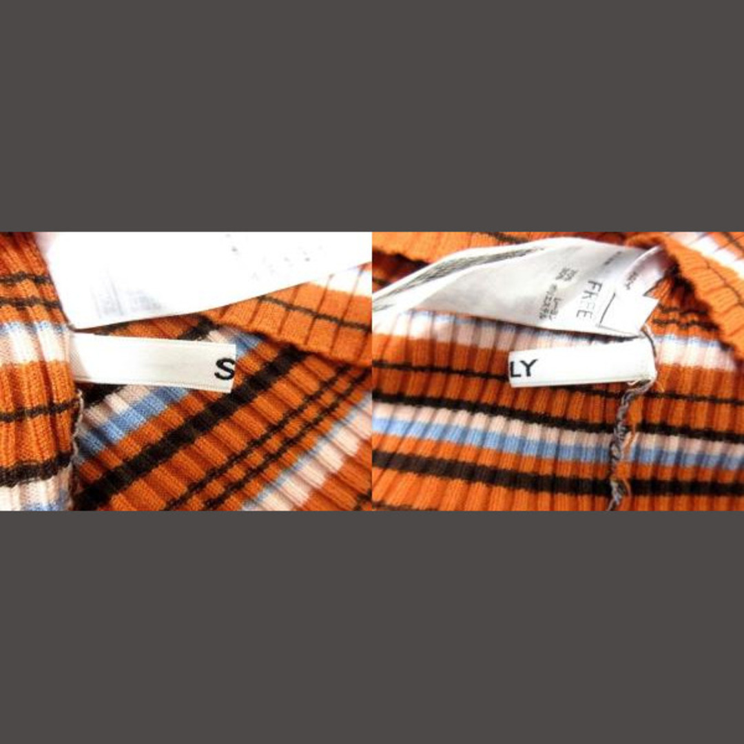 SLY(スライ)のSLY ニット カットソー パワースリーブ ボーダー 長袖 FREE オレンジ レディースのトップス(ニット/セーター)の商品写真