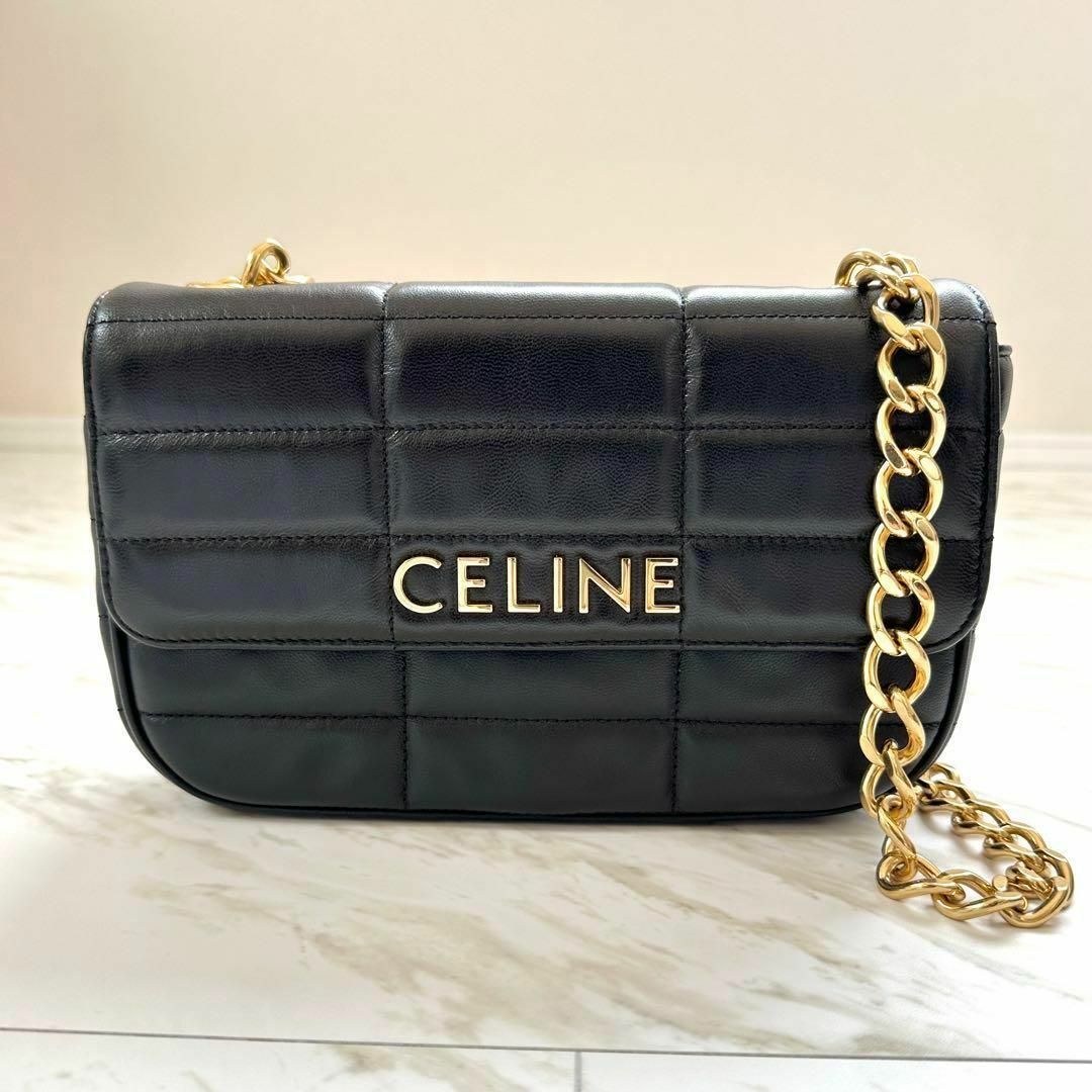 celine(セリーヌ)のCELINE セリーヌ チェーンショルダーバッグ マトラッセ モノクローム レディースのバッグ(ショルダーバッグ)の商品写真