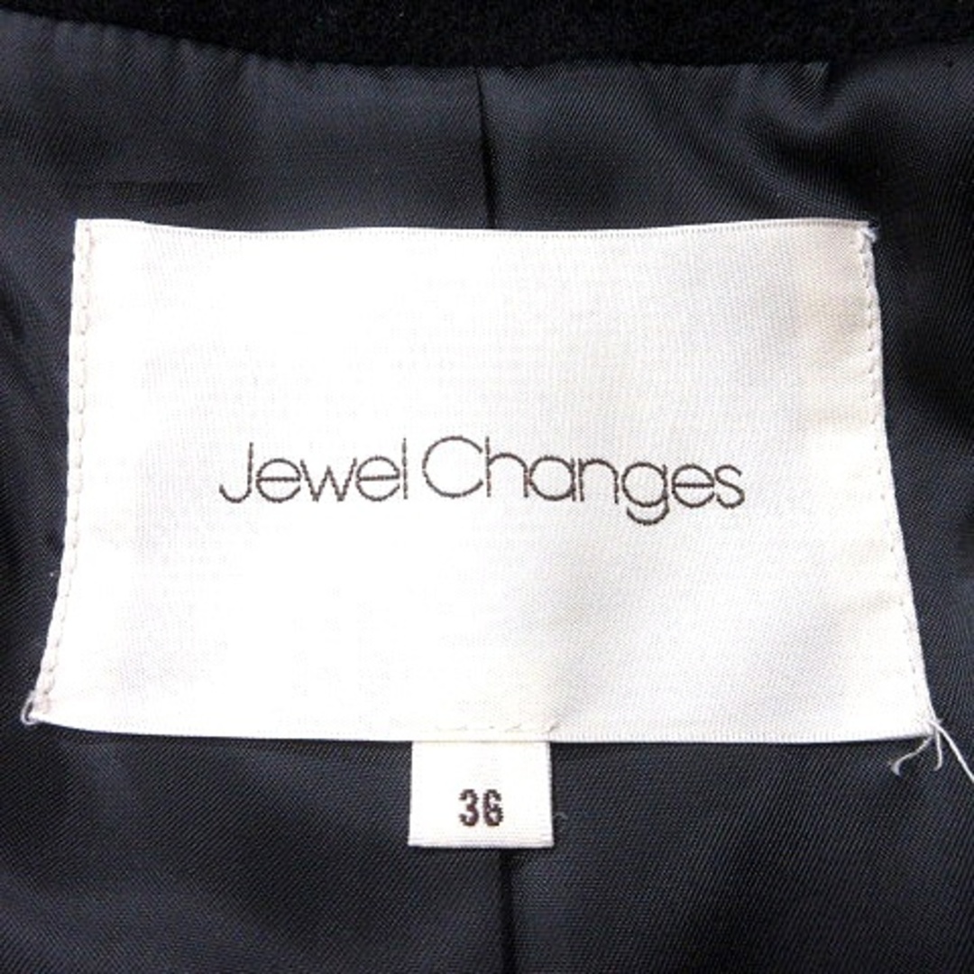 Jewel Changes(ジュエルチェンジズ)のジュエルチェンジズ アローズ ノーカラーコート ロング 総裏地 ダブル 36 黒 レディースのジャケット/アウター(その他)の商品写真