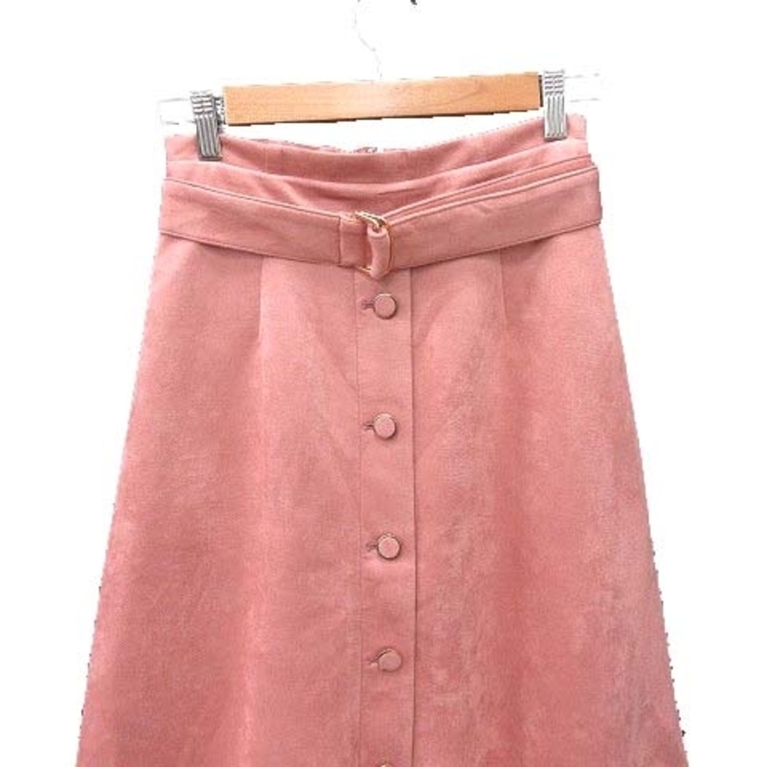 ViS(ヴィス)のビス ViS フレアスカート ロング スエード調 ボタン ベルト S ピンク レディースのスカート(ロングスカート)の商品写真