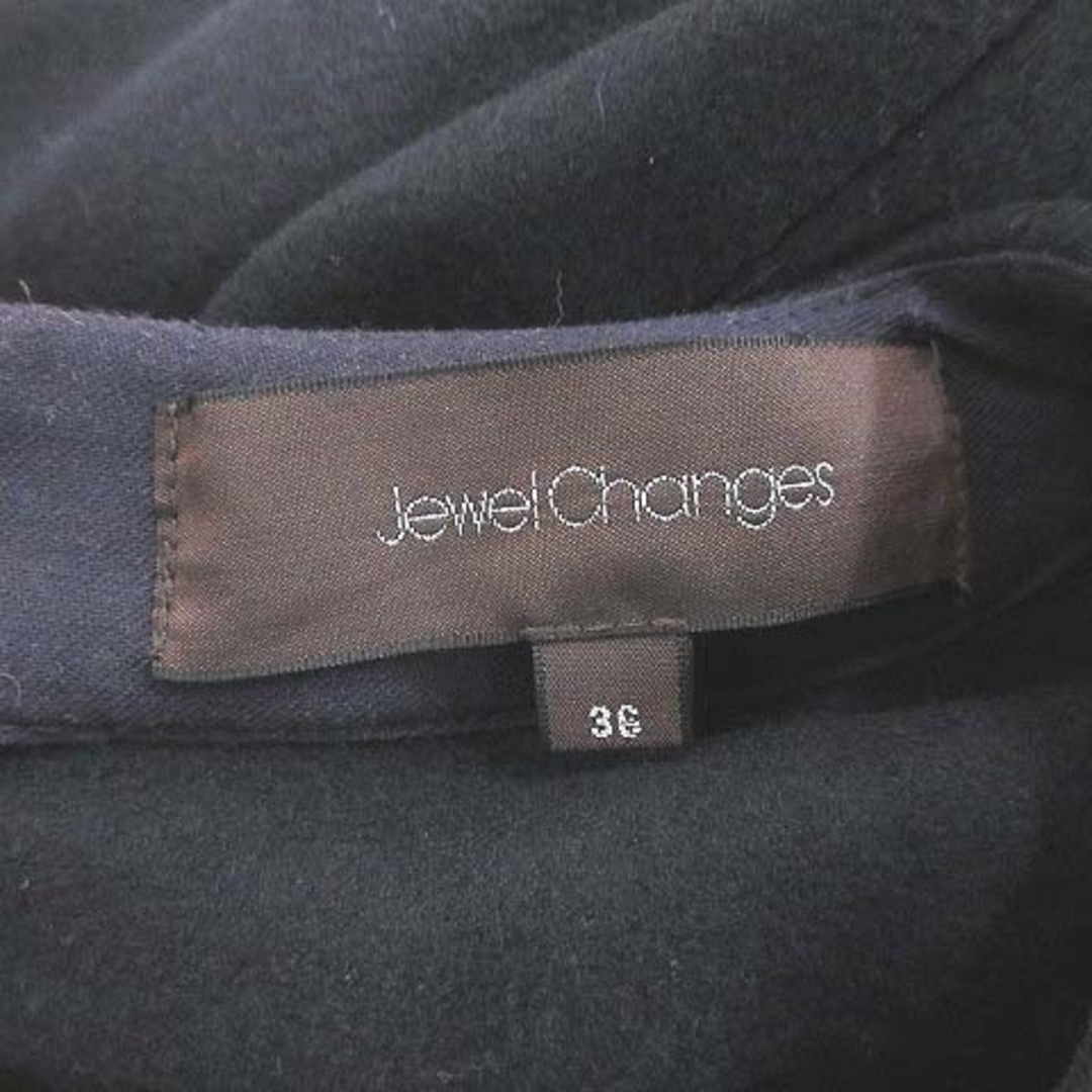 Jewel Changes(ジュエルチェンジズ)のジュエルチェンジズ アローズ ワンピース ひざ丈 長袖 フェルトウール 36 紺 レディースのワンピース(ひざ丈ワンピース)の商品写真