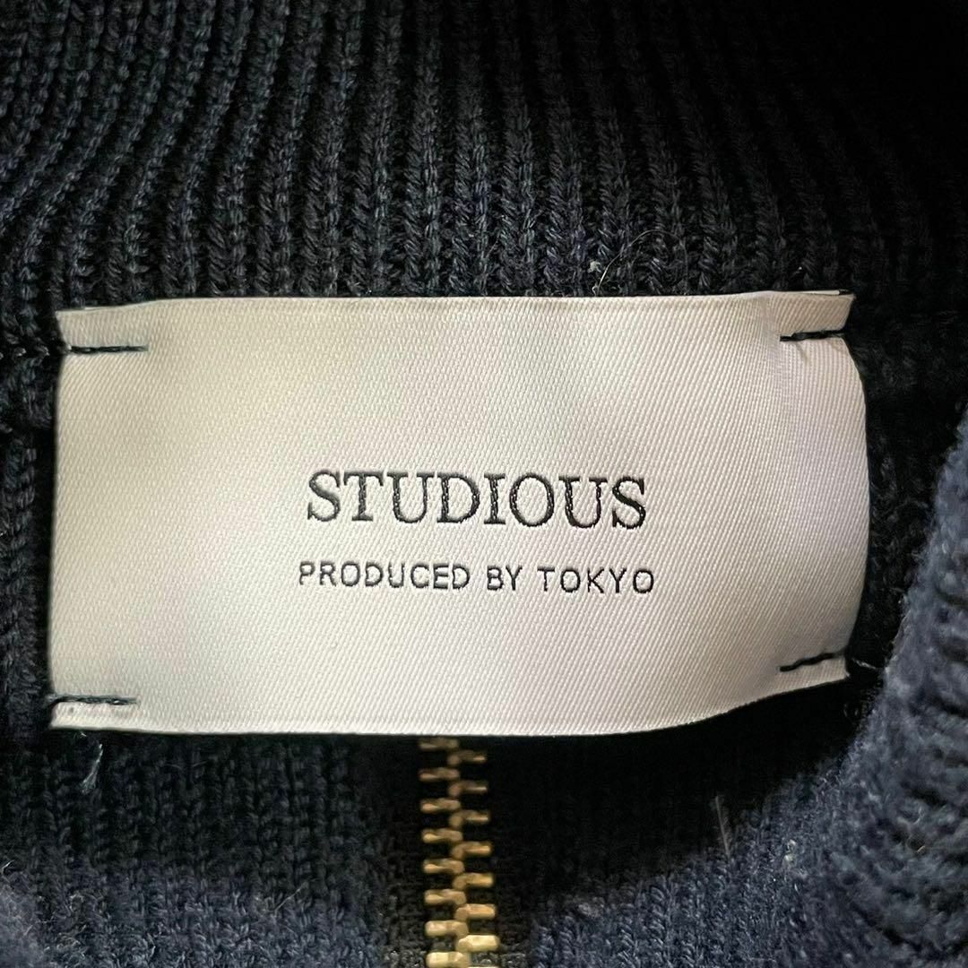 STUDIOUS(ステュディオス)のSTUDIOUS (2) 総柄 セーター ネイビー ハーフジップ ニット レディースのトップス(ニット/セーター)の商品写真