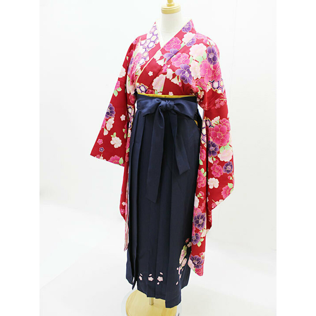 【新入荷!】▲アリサナ/arisana▲160cm 袴6点セット/着物/和服/振袖/和装フォーマル 赤×紺 桜 梅 牡丹 フォーマル 卒業式 入学式 謝恩会 結婚式 成人式 冠婚葬祭【ネット限定】子供 キッズ kids ジュニア 女の子 fml 511042ポリ100％襦袢