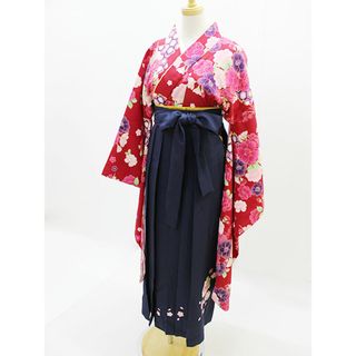 arisana - 【新入荷!】▲アリサナ/arisana▲160cm 袴6点セット/着物/和服/振袖/和装フォーマル 赤×紺 桜 梅 牡丹 フォーマル 卒業式 入学式 謝恩会 結婚式 成人式 冠婚葬祭【中古】【ネット限定】子供 キッズ kids ジュニア 女の子 fml 511042