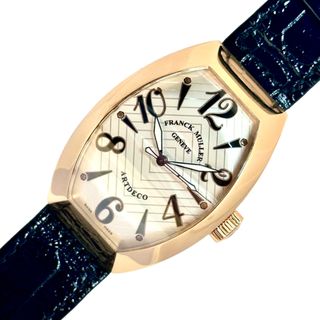 フランクミュラー(FRANCK MULLER)のフランク・ミュラー FRANCK MULLER アールデコ  ギョーシェ彫り シルバー文字盤 11000HSC5N K18PG×レザー 自動巻き メンズ 腕時計(その他)