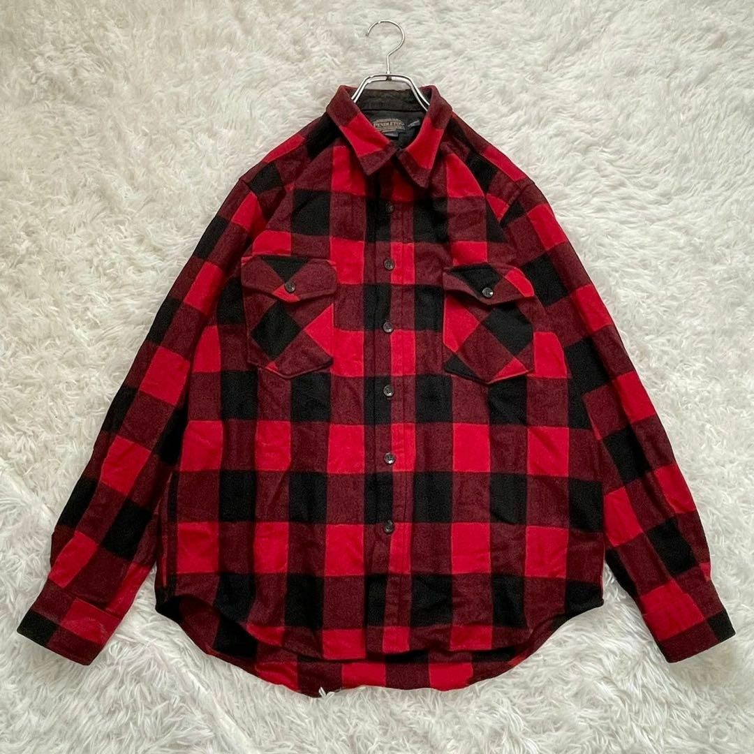 PENDLETON(ペンドルトン)のPENDLETON (XL) コットン 総柄 チェック柄 厚手シャツ 赤色 黒色 メンズのトップス(シャツ)の商品写真