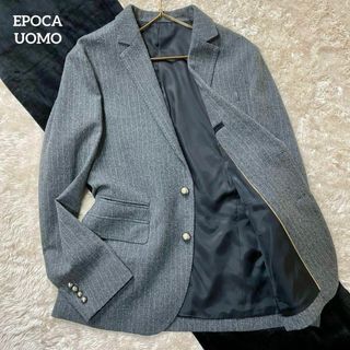 エポカウォモ(EPOCA UOMO)の【エポカウォモ/極美品】テーラードジャケット【銀ボタン/ストライプ/総裏/L】(テーラードジャケット)