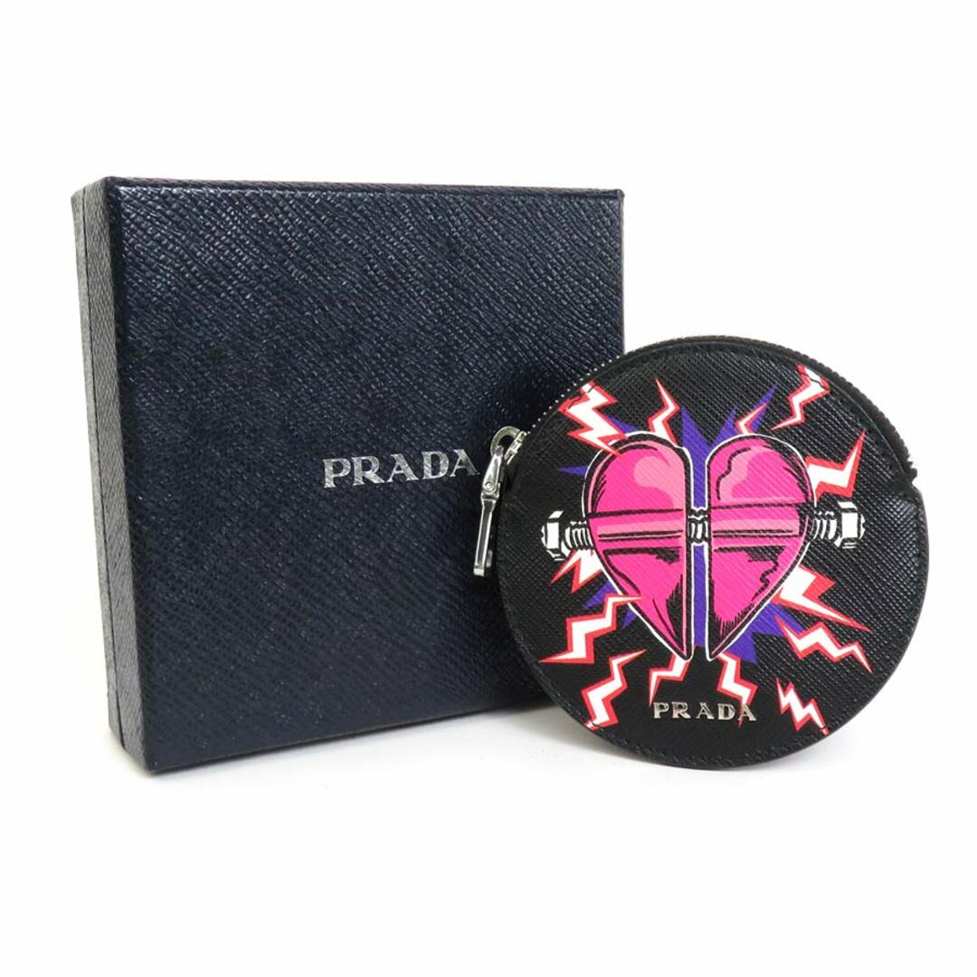 PRADA(プラダ)のプラダ PRADA コインケース レザー ブラック×ピンク系 シルバー ユニセックス 2TL389 送料無料【中古】 55306f レディースのファッション小物(コインケース)の商品写真