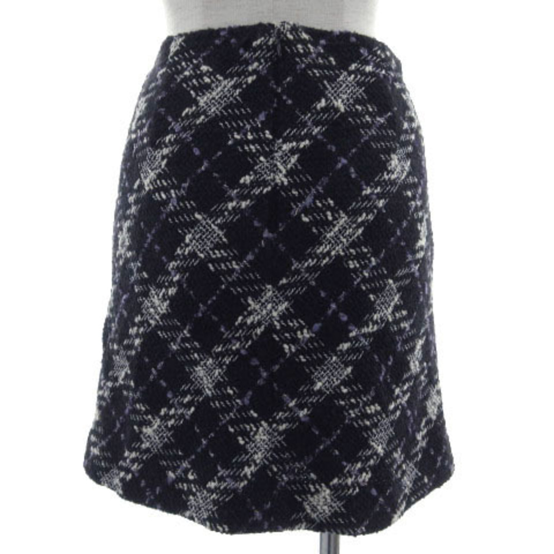 COUP DE CHANCE(クードシャンス)のクードシャンス スカート 台形 ひざ丈 ツイード ラメ チェック 黒 白 紫 S レディースのスカート(ひざ丈スカート)の商品写真